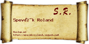 Spevák Roland névjegykártya